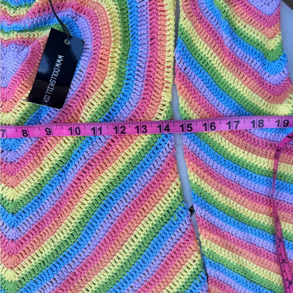 Club Exx Rainbow Crochet Halter Top mini dress - Picture 7 of 10